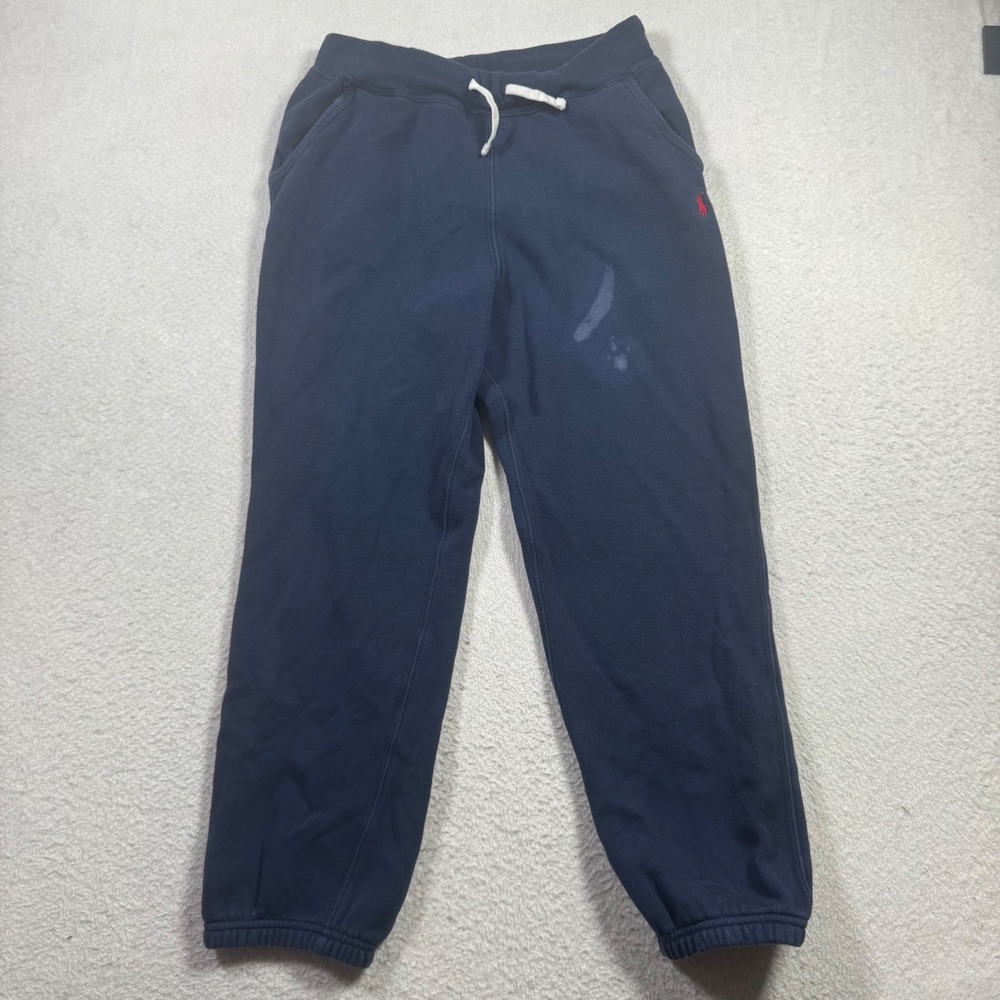 Polo Ralph Lauren Joggers Kids L 14-16 Navy Blue Good Stained Fleece Sweatpants
